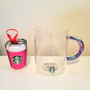Starbucks Glass Mug and Keychain Ornament Bundle